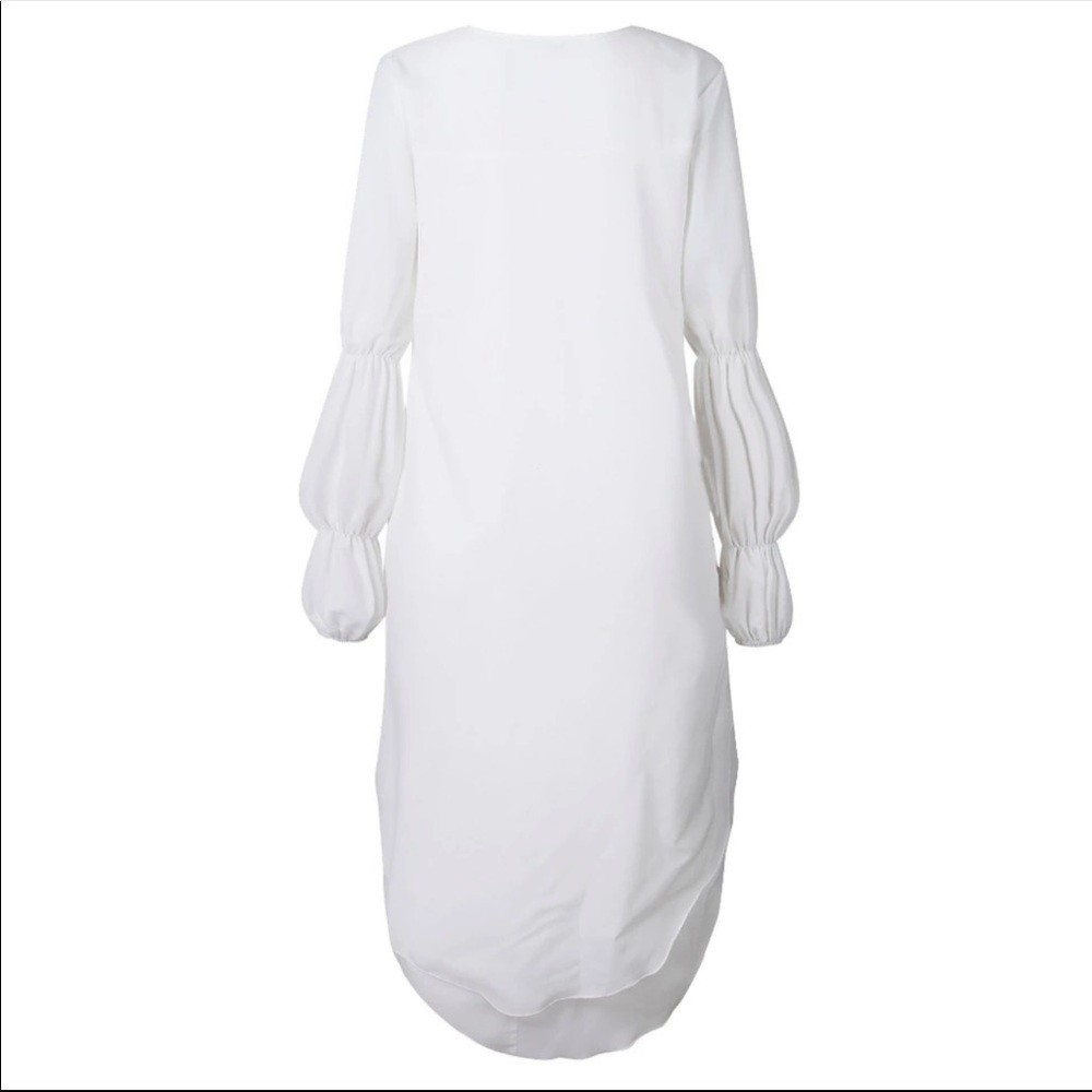 1 Left! White High Low Hem Layered Caped Blouse - Picture 4 of 8